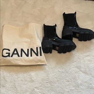 Ganni Glossy Black Platform Boots